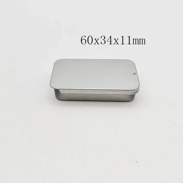 60X34X11mm Size Plain Slide Top Tin Box Rectangle Candy Case Storage Box Push And Pull Boxes SN6714