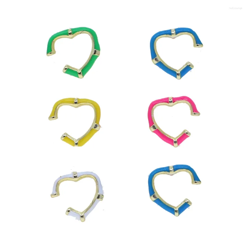 Orecchini schienali semplici 1pcs no piazzano orecchini a clip a forma di cuore smaltato colorato/cuffia per le donne in ottone con stile colore placcato dorato