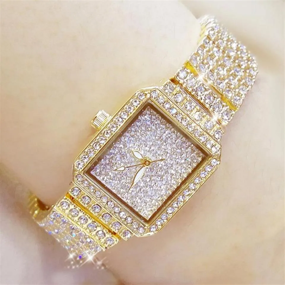 Armbandsur 2021 Ladies Crystal Watch Women Rhinestone Watches Lady Diamond Stone Dress rostfritt stål armband armbandsur299m