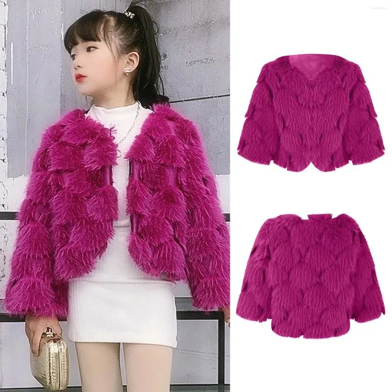 Jaquetas Criança Bebê Crianças Meninas Suéter Peludo Top Inverno À Prova de Vento Engrossar Casaco Fleece Quente Outerwear Jaqueta