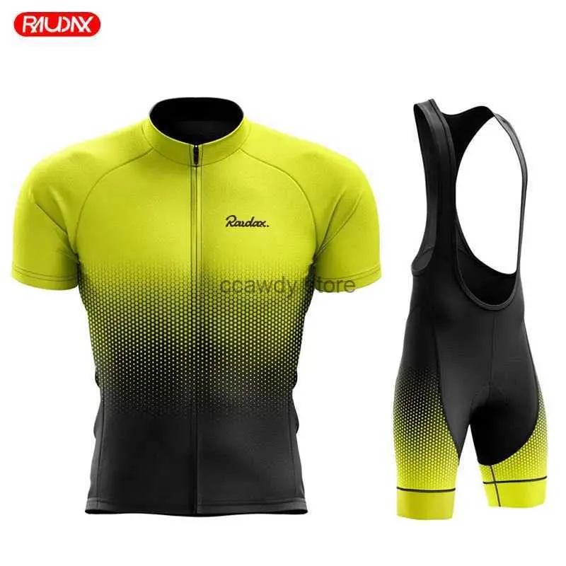 Tracksuits masculinos RAUDAX 2023 Conjuntos de ciclismo de verão do homem Breathab Curto Seves Mountain Bike Roupas Ropa Ciclismo Verano Triathlon Sport SuitsH24126