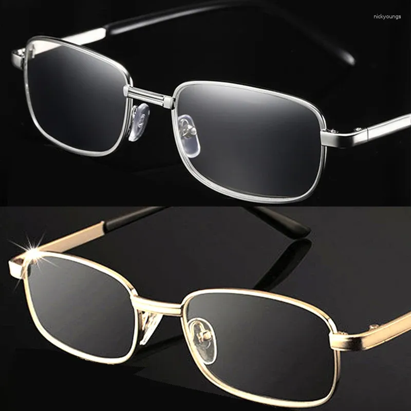 Sunglasses 2PCS Anti-Scratch Reading Glasses With Case Men Women Glass Lens Alloy Full Frame Presbyopic Magnifying Eyewear Diopter