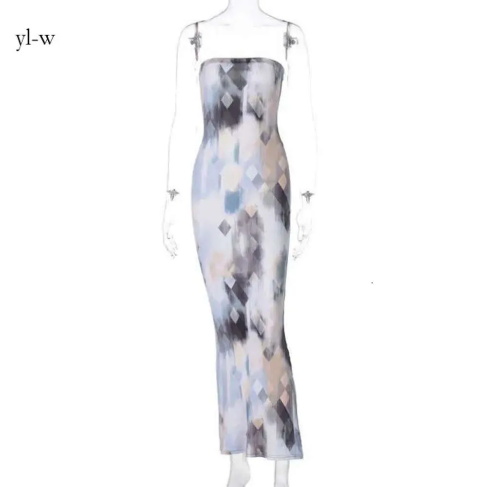 Womens Summer Casual Designer Maxi Dresses Sexig Off Axel Dress Wrap Bust Long Kirt Fashion Tie Dye Print Clothing 9856