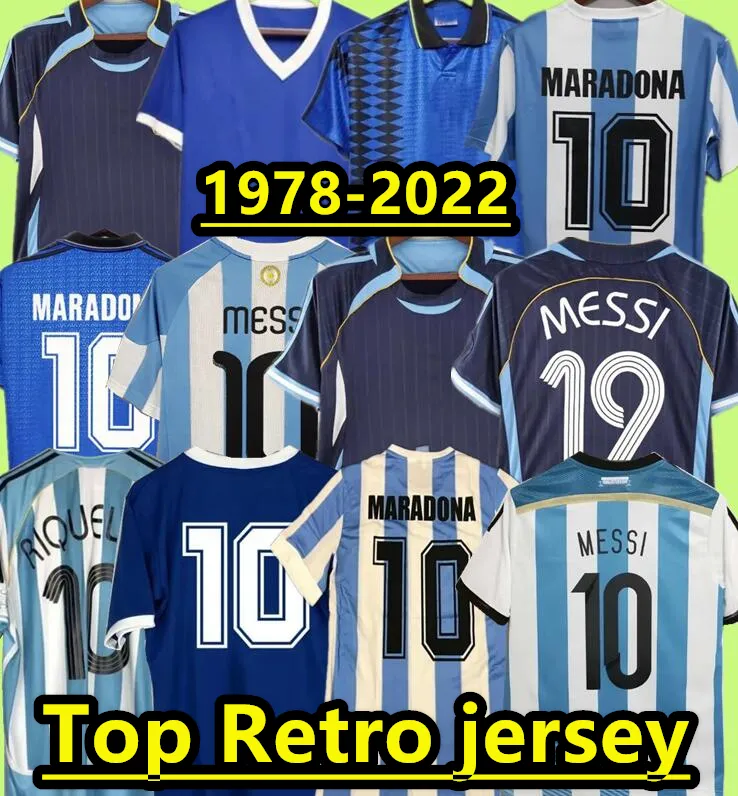 1978 1986 1998 Argentina Retro Soccer Jersey Maradona 1994 1996 2000 01 06 10 Kempes Batistuta Riquelme Higuain Kun Aguero Caniggia Aimar Retro Football Shirts