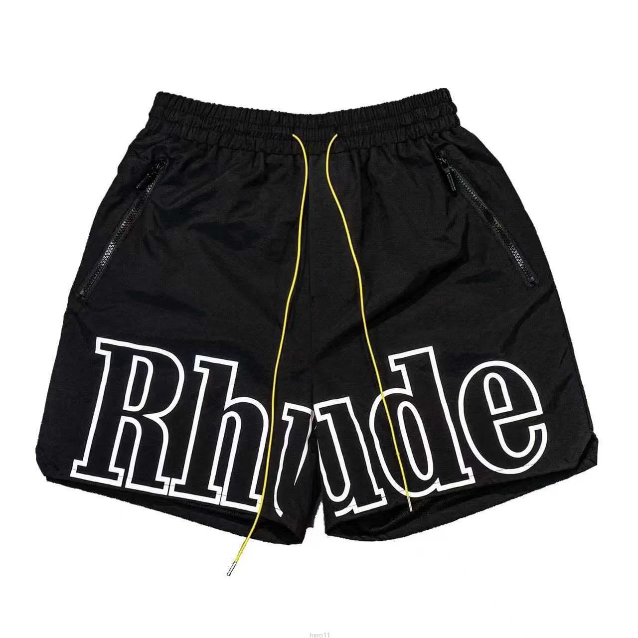 Designer Mens Shorts Rhude Short Beach Mesh Street Sweatpants Basketball Men Limited Swim Kne Length Hip Hop Hop Hop Sports Training Elastic Wa Yz42