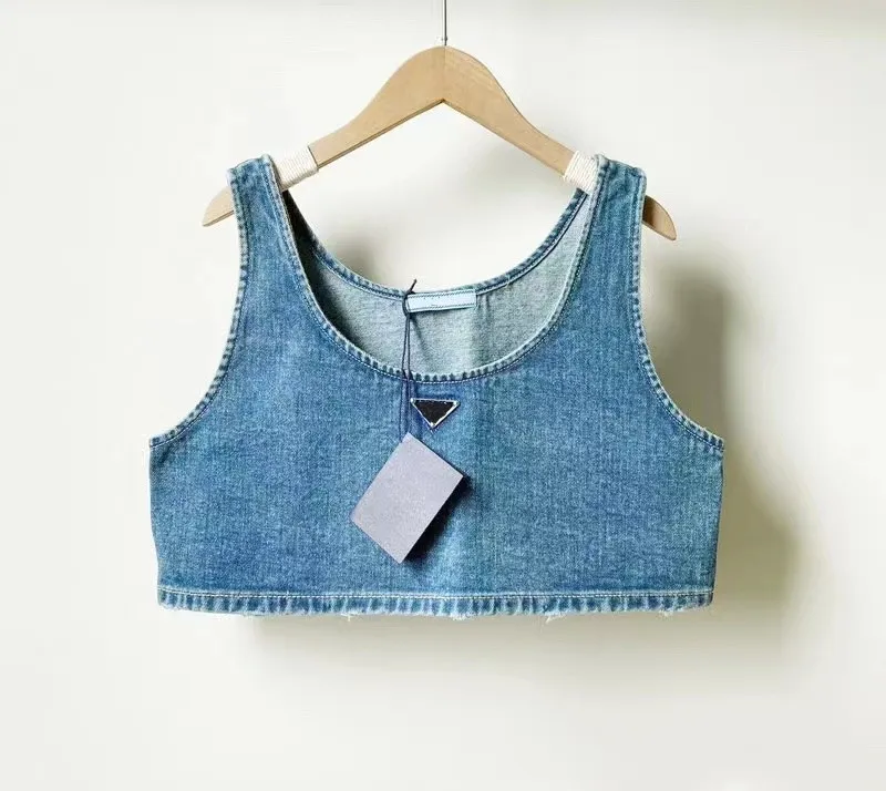 Fashion Design Damen Tanp Top Denim Unterwäsche Designer Marke Frauen Denim Tank Top Dreieck BH T-Shirt Denim Tube Top Wrap Chest Brustweste