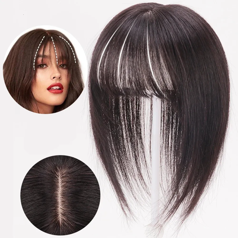 Onzichtbare Synthetische Front Nette Bang Haar Fake Fringe Clip in Bang Cover Wit Haar Natuurlijke Voor Vrouwen Pruik Haarstukje 240118