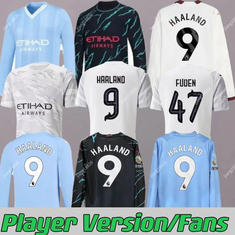 Homem Cidade Futebol Jerseys Haaland 23 24 De Bruyne Phillips Mans Cidades Grealish Ferran Mahrez Foden Bernardo João Cancelo Z Rodrigo Camisa de Futebol Homens Kit Kit Sets