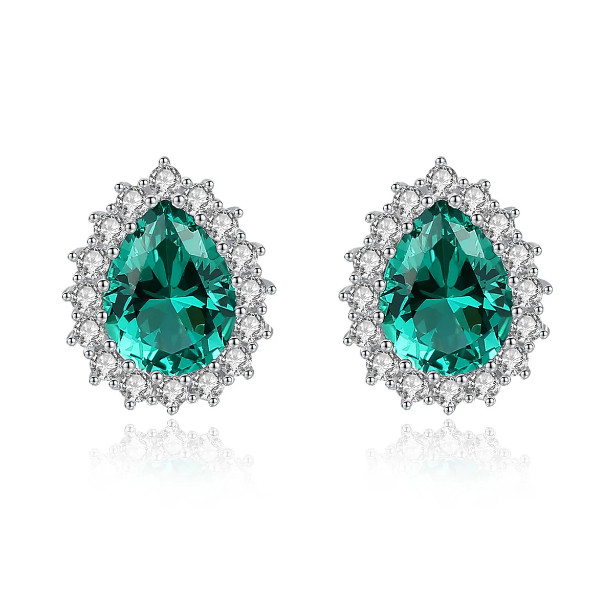 Water Drop Gem Studörhängen S925 Silver Emerald Sapphire Luxury Brand Earrings Europa och amerikanska kvinnor High End Vintage örhängen smycken Valentins dag present SPC