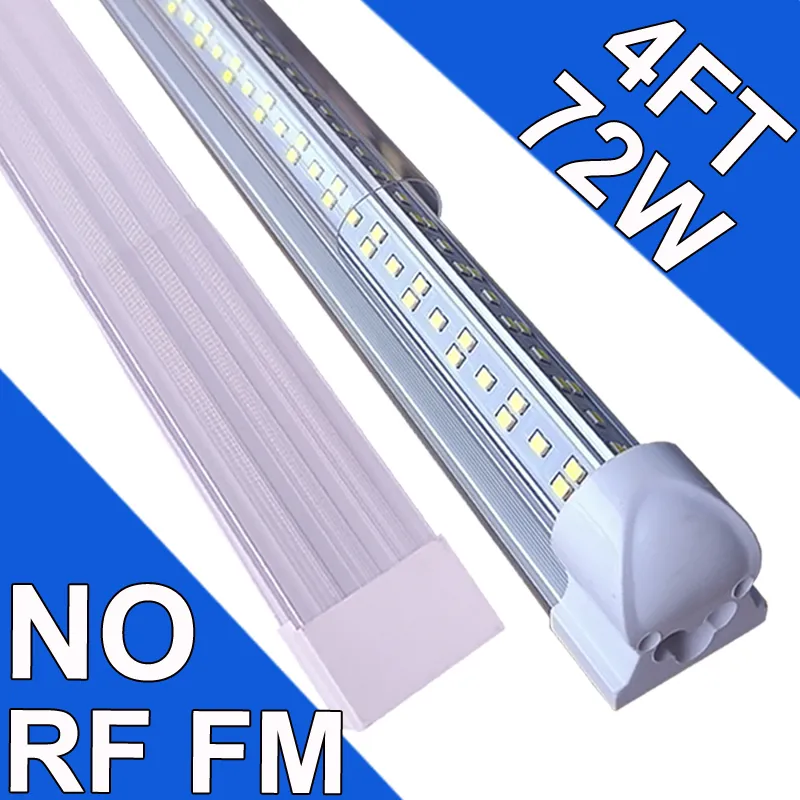 LED T8 Integrated Single Fixture, NO-RF RM 4FT 72000lm, 6500K Super Bright White, 72W Utility LED Shop Light, Ceiling and Under Cabinet Light Corded Electric usastock