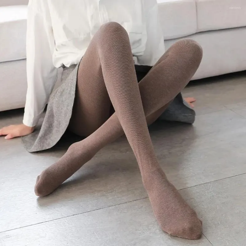 Women's Leggings Cashmere Pantyhose Fall And Winter Padded Thickened High-waisted Warm Cotton Pants Vertical Striped Socks