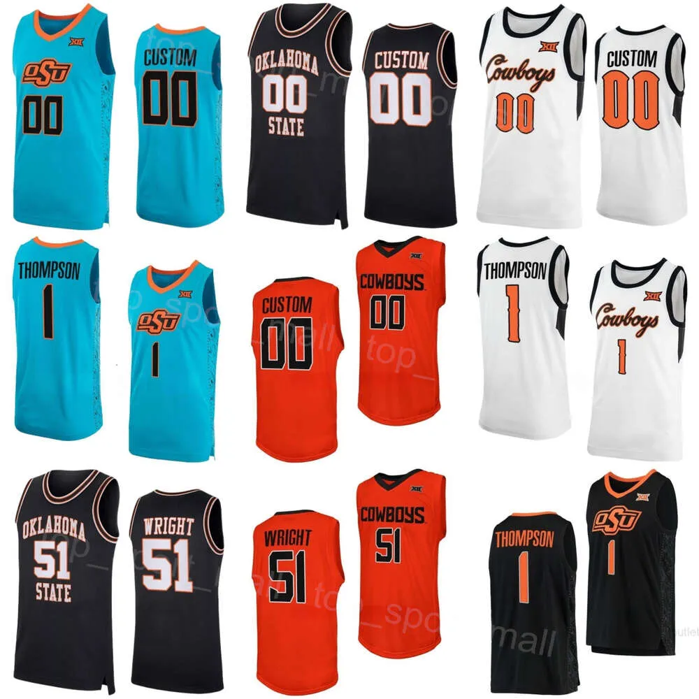 Homem Mulheres Crianças Basquete Universitário Oklahoma State Cowboys Jersey 1 Bryce Thompson 12 Javon Small 51 John-Michael Wright 32 Mike Marsh 2 Eric Dailey Jr Justin McBride