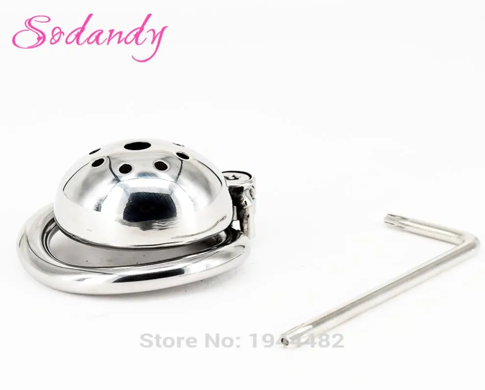 Sodandy 2018 Super Small Devices Edelstahl Herren Cock Cage Metall Penis Locking Cock Ring Bondage Cbt Sex ToysT1908162916264