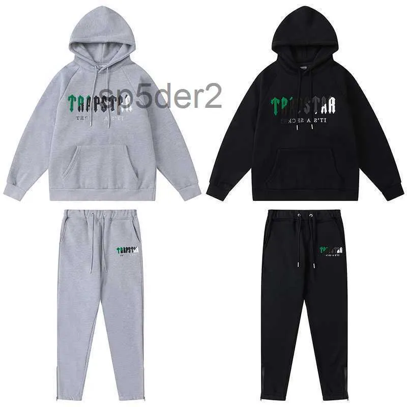 Abbigliamento firmato Felpe da uomo Felpa con cappuccio Trapstar Verde Nero Asciugamano ricamato Peluche Pantaloni Autunno Con cappuccio Allentato Rilassato Sport Uomo Donna YLFD