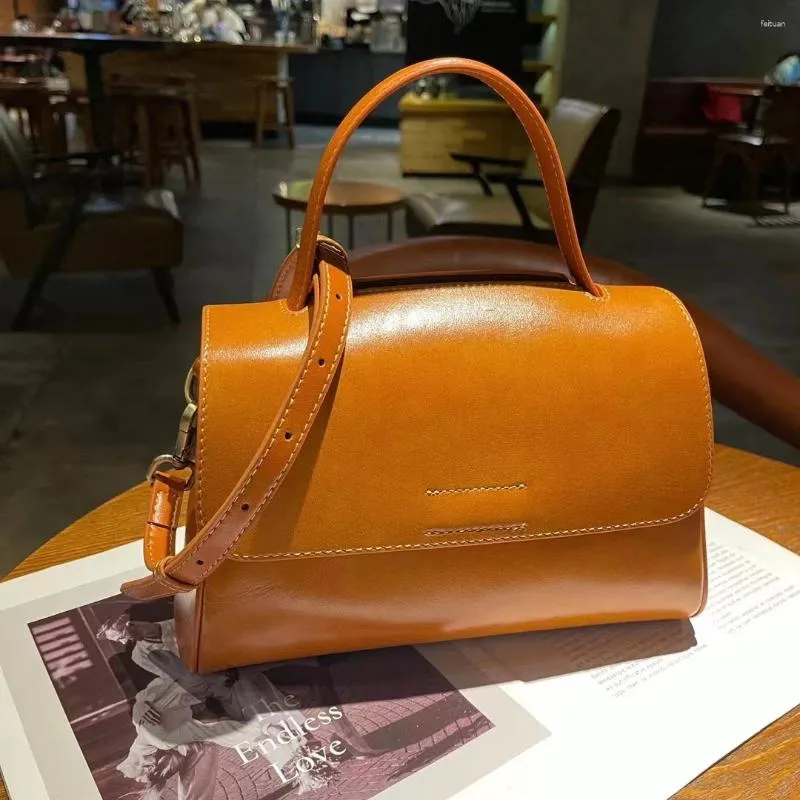 Evening Bags Leather Female Layer Cowhide Motorcycle Package Plant Tanned Hand Crossbody Bag Vintage Purses And Handbags
