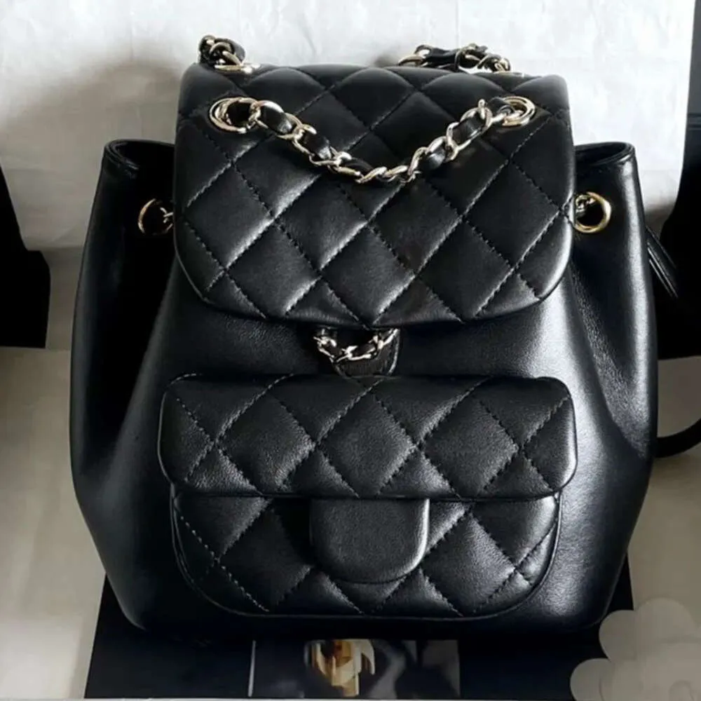 Designer väskor äkta läder ryggsäck hasp midja fyrkantiga ränder trendiga varumärke ryggsäck lyx mode axel crossbody lady purse