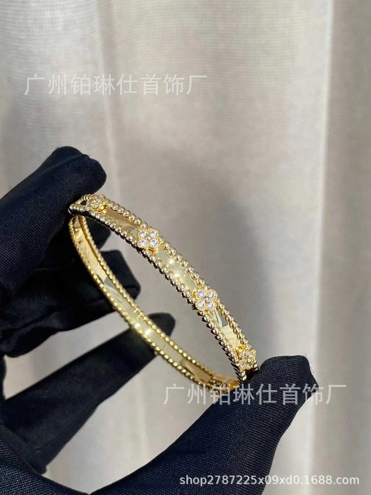 Original 1to1 Van C-A Gold Narrow V Kaléidoscope Bracelet pour femmes Trèfle Fleur 18K Rose Boucle Plein Ciel Étoile 1PB5A Designer Luxe Original