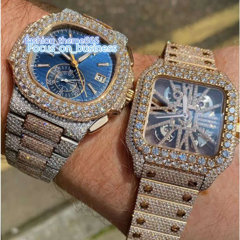 Роскошные мужские часы Iced Out с муассанитом и бриллиантами, часы с автоматической настройкой, хип-хоп, стильная стоимость труда для каждого бриллианта