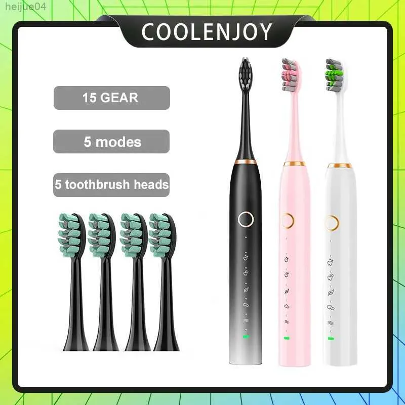 Escova de dentes jialaiya elétrica sonic usb recarregável adulto 60 dias longa vida útil da bateria ipx8 waterpoor branqueamento escova de dentes