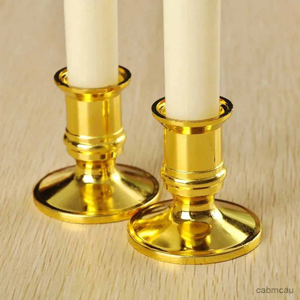 2st Ljushållare 2st Candle Holder Candle Base Plastic Candlestick Silver Gold Conical Olika festivaler Öppen spis för elektroniska ljus