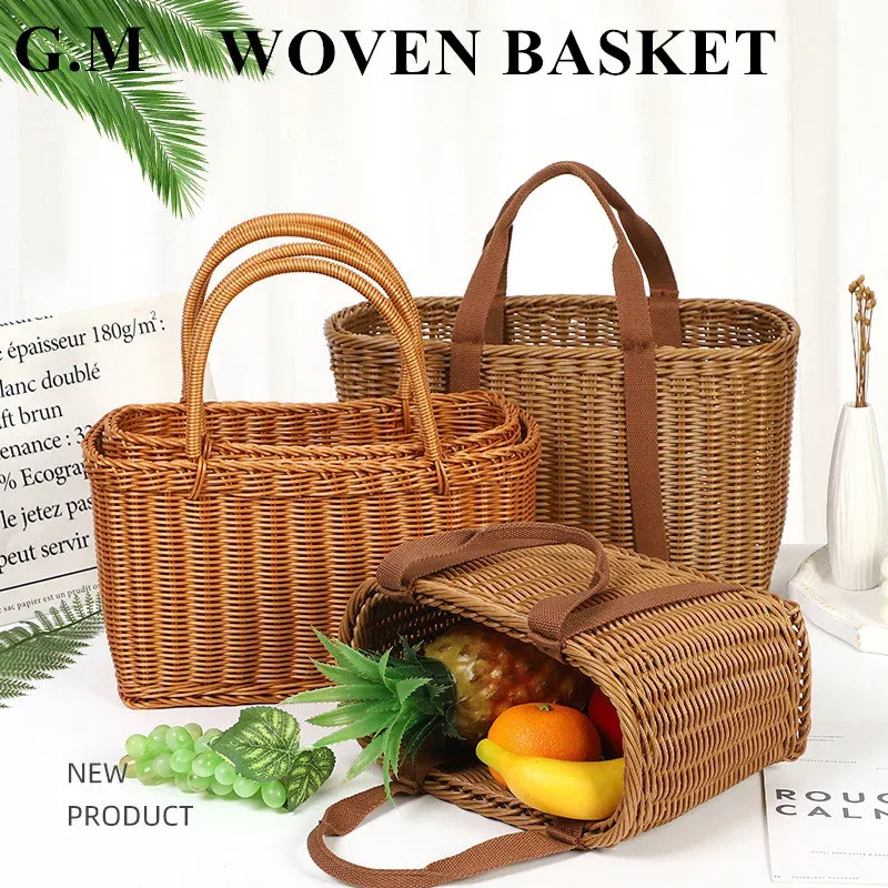 Boxes Household Shopping Basket Ins Style Portable Storage Basket Flower Basket Picnic Food Fruit Organizer Photography Props