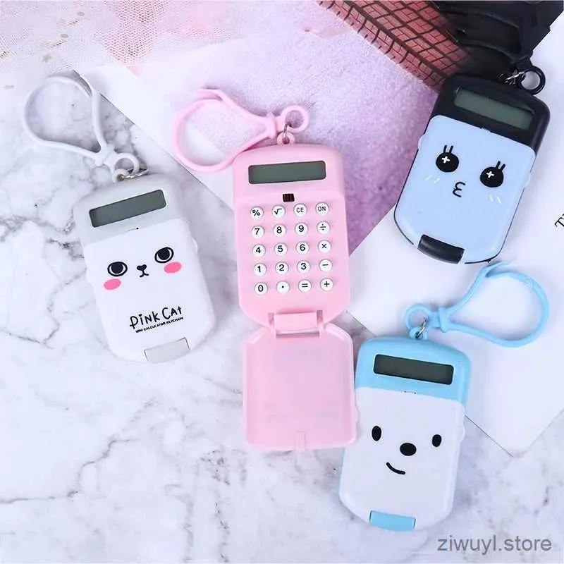 Calculators Portable Digits Display Cartoon Calculator Cute Keychain Calculator Kawaii Mini Calculator Pocket Size 8 Display Office Supplies