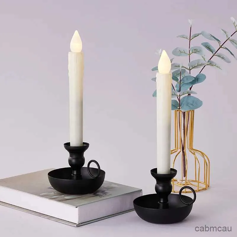 2PCS Candle Holders 1Pc Iron Candlestick Stand Candle Holder Vintage Retro Style Classic Look Taper Candle Holder For Wedding Decoration Accessories