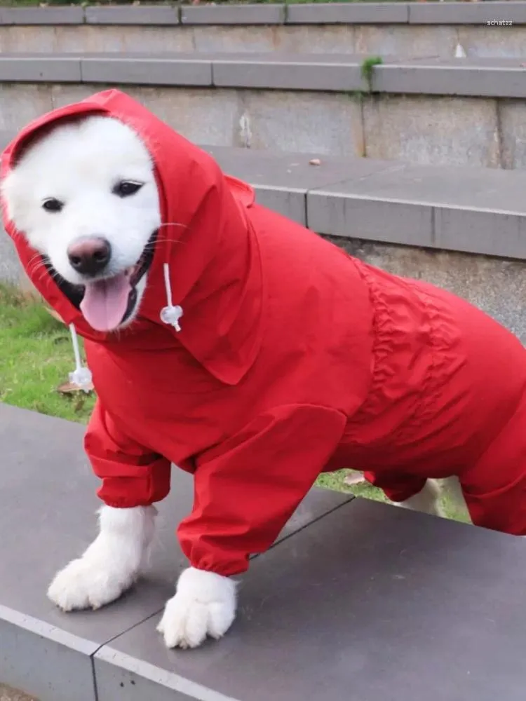 Dog Apparel Raincoat Golden Hair Border Collie Medium Sized Large Full Package Four Legged Pet Waterproof Red Poncho From 33 53 DHgate