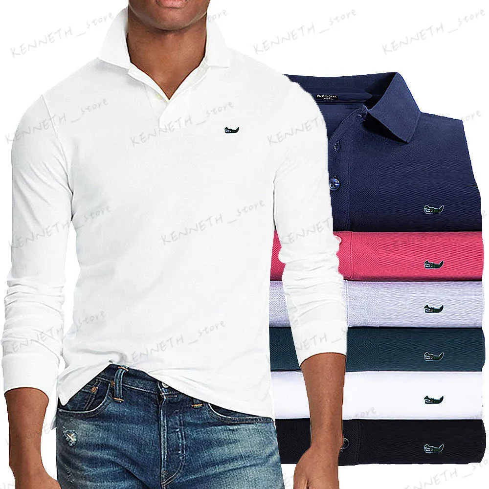 T-shirts voor heren Hoge kwaliteit Lente Herfst 100% katoen Borduren Casual poloshirt Heren T-shirt met lange mouwen Nieuwe collectie Tops Tee T240126