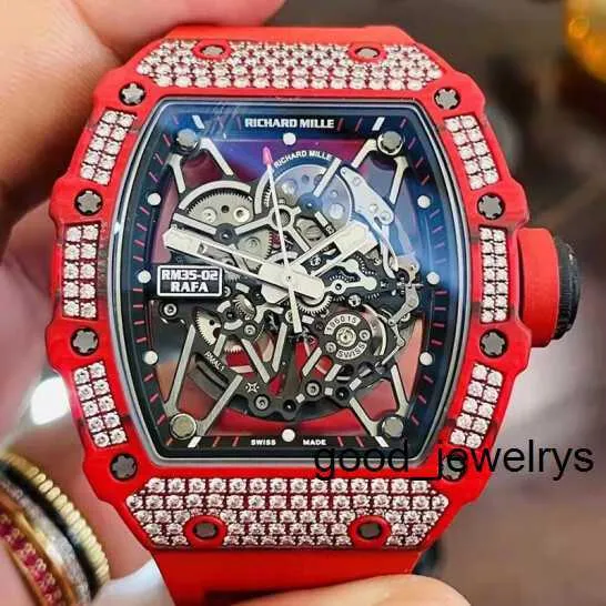 Montre-bracelet RM avec boîte Richards Milles, montre-bracelet mécanique automatique Rm35-02, diamant brut Rm35-02 diamant brut