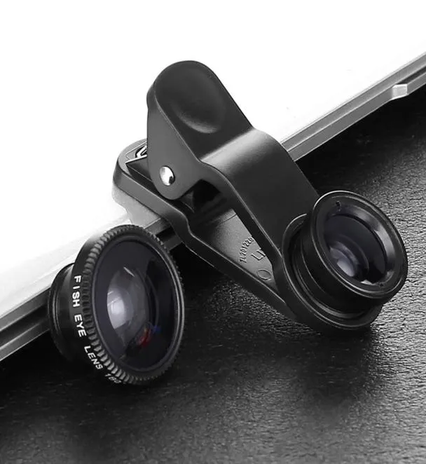 Clip universel 3 en 1 Kit objectif Fish Eye grand Angle Macro téléphone portable caméra lentille en verre Fisheye pour iPhone X XS Max 8 Plus 71540929