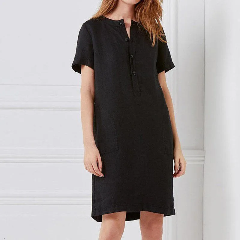 5XL Cotton Linen Women Short Sleeve Pocket Midi Dress Button Solid Dresses  Female Spring Summer Vintage Straight Vestidos 210518 From Dou01, $13.26 |  DHgate.Com