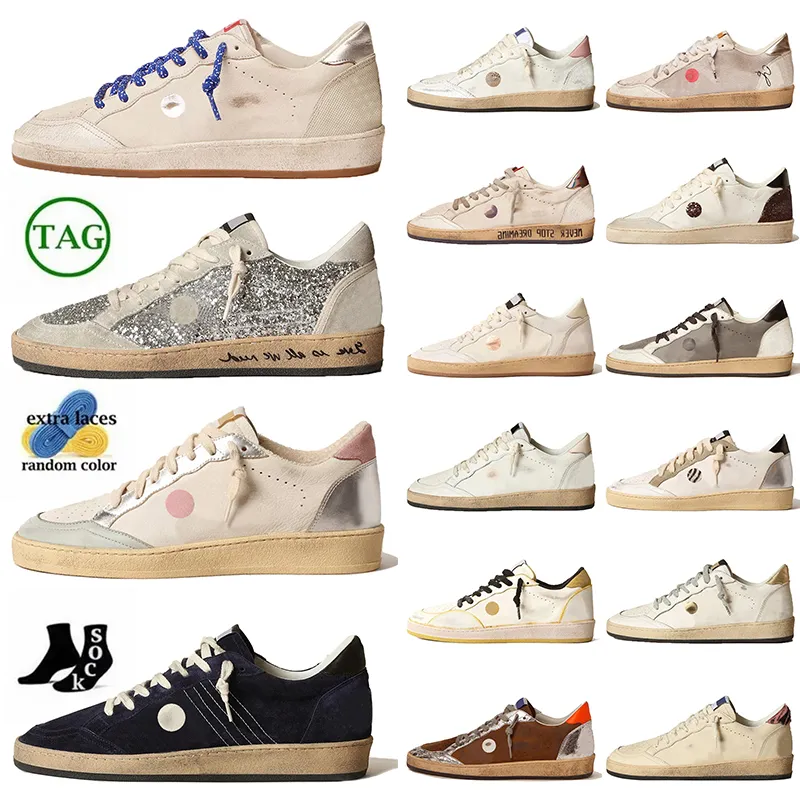 Scarpe casual di lusso con stella a sfera in pelle scamosciata Italia Designer di marca Scarpe da ginnastica fatte a mano all'ingrosso Mocassini vintage con glitter oro superiore argento Scarpe da ginnastica da uomo da donna