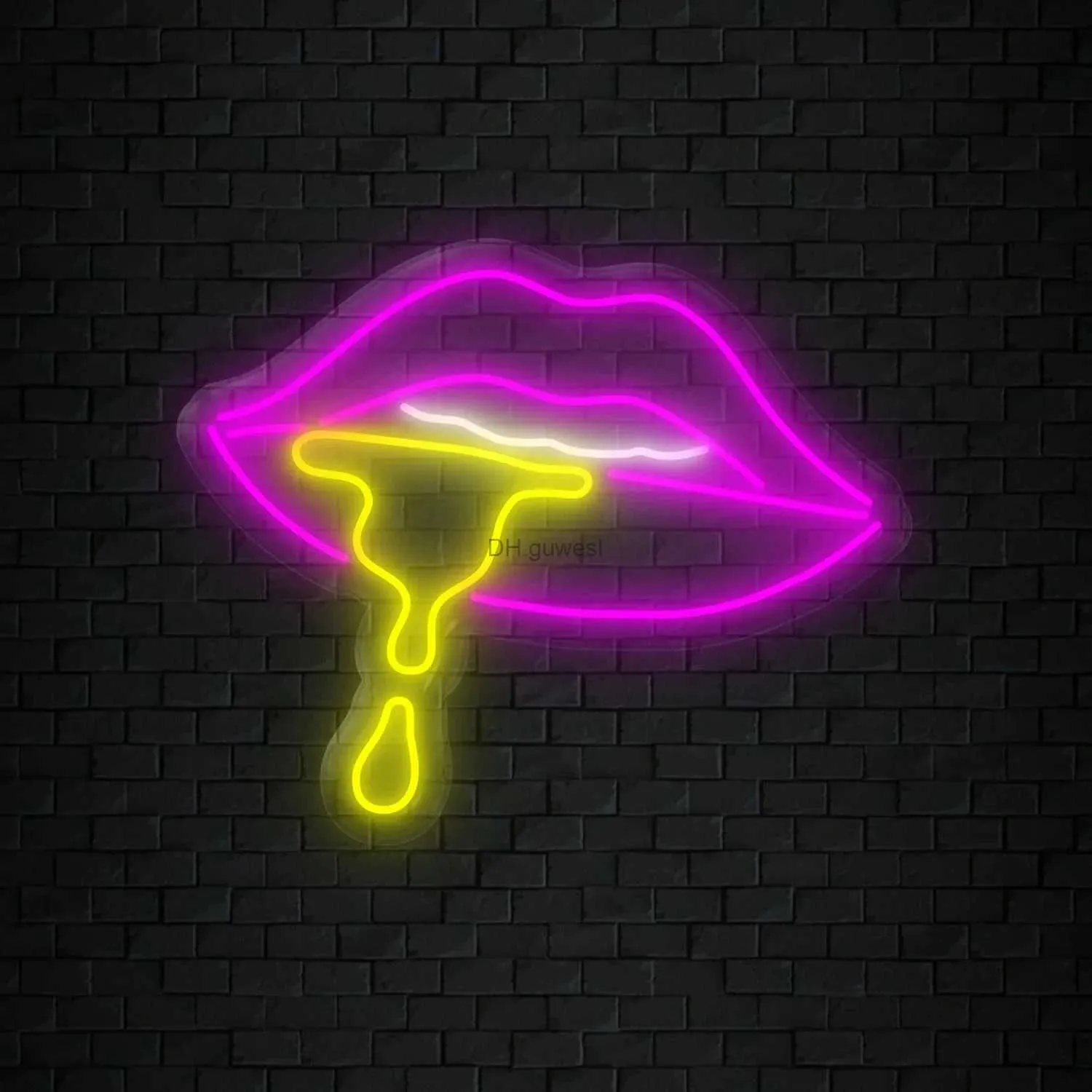 LED Neon Sign Sexy Lips Neon Signs LED Light Flame Red Lips Neon Sign Sexy Neon Light Signs Wall Decor Neon for Living Room Party Bar Decor YQ240126