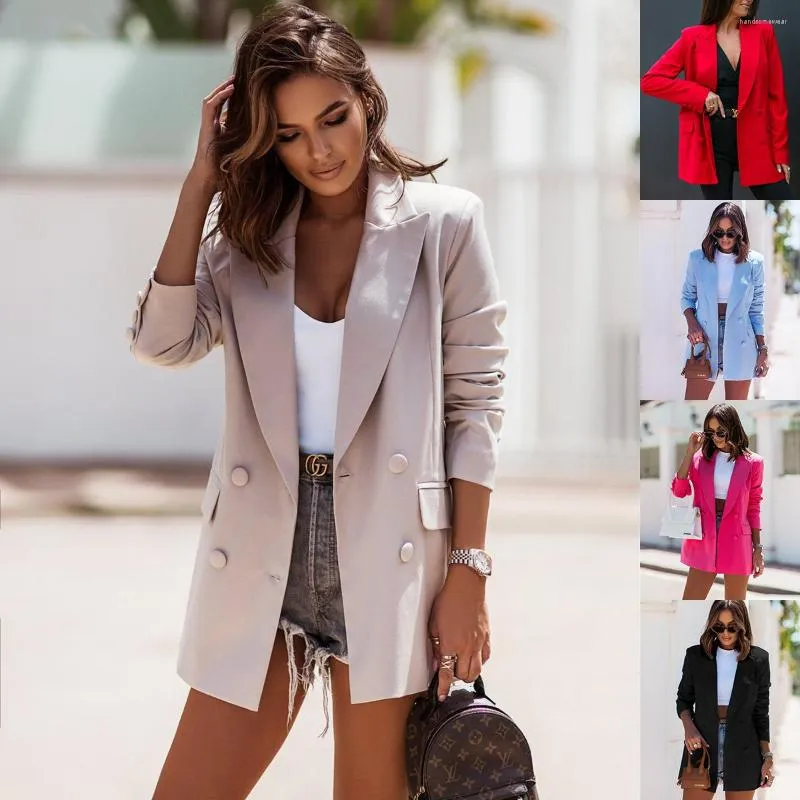 Garnitury damskie wiosenne i jesienne moda swobodna szyja Slim Fit Temperament Temperament Płaszcz Europejski Amerykanin