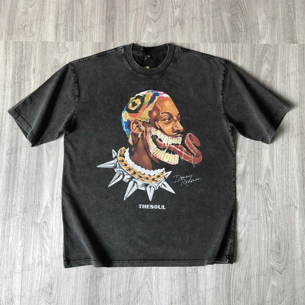 Herr t-shirts 666 mode vintage kläder rodman rolig tryckt streetwear basket hiphop överdimensionerade lösa tee tops t-shirt för män t240126