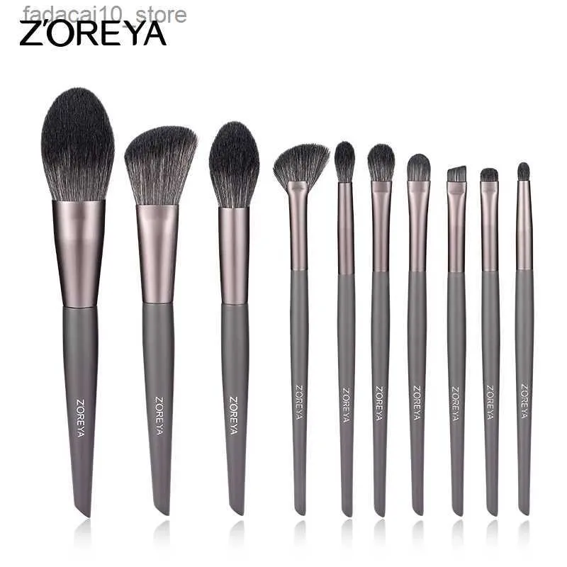 Makeup Brushes Zoreya 10pcs Makeup Brush Set Kit Soft Fiber Eye Face Makeup Brush Professional Cosmetic Tools Synthetic Hair Box Gift Eyeshadow Q240126