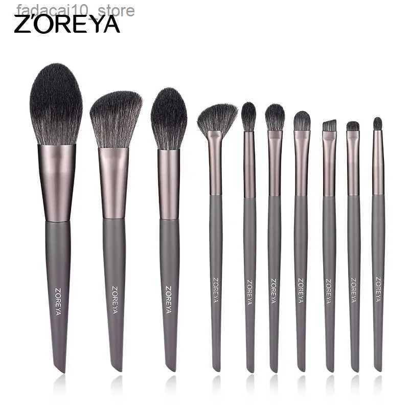 Makyaj Fırçaları Zoreya 10pcs Makyaj Fırçası Seti Kit Yumuşak Elyaf Göz Yüz Makyaj Fırçası Profesyonel Kozmetik Araçlar Sentetik Saç Kutusu Hediye Göz Farı Q240126