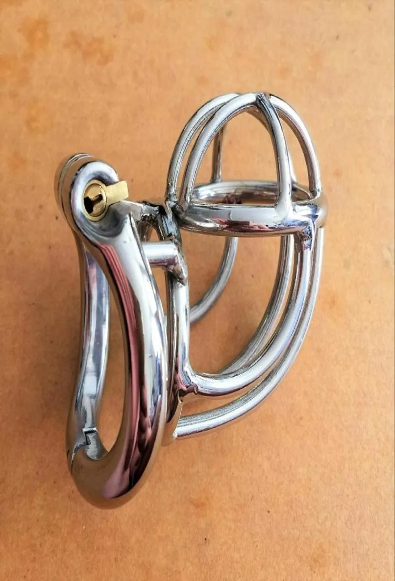 Dispositivo masculino de bloqueio furtivo de aço inoxidável com design reverso, gaiola peniana, trava peniana de virgindade, anel peniano, cinto S0172329645