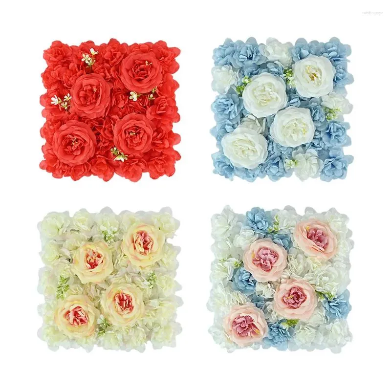 Dekorativa blommor 40 40 cm Artificial Rose Flower Wall Panels Hydrangea Peony Floral Panel for Wedding Party Baby Shower Bakgrund Hem