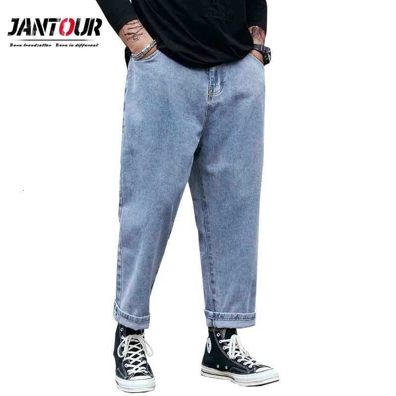 Mode Streetwear hommes jean coupe ample bleu Baggy jean droit Denim pantalon Homme jambe large jean marque hommes vêtements 29-48 240122