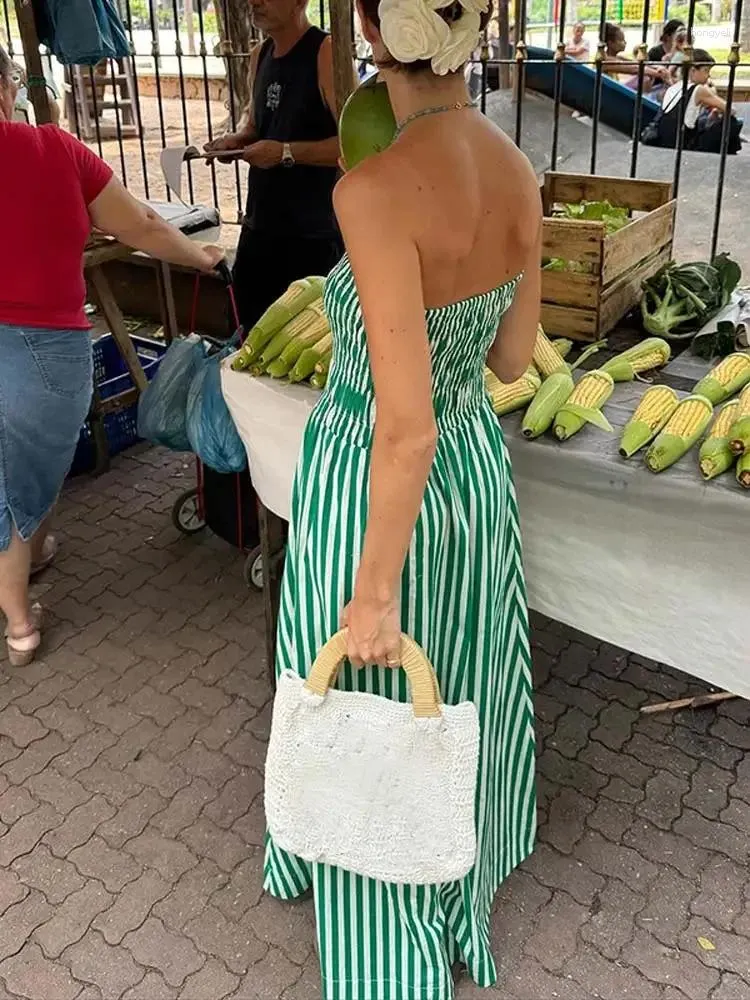 Green Striped Strapless Maxi Dress For Women  Summer... From Hongyeli,  $22.83 In Bulk | DHgate.Com