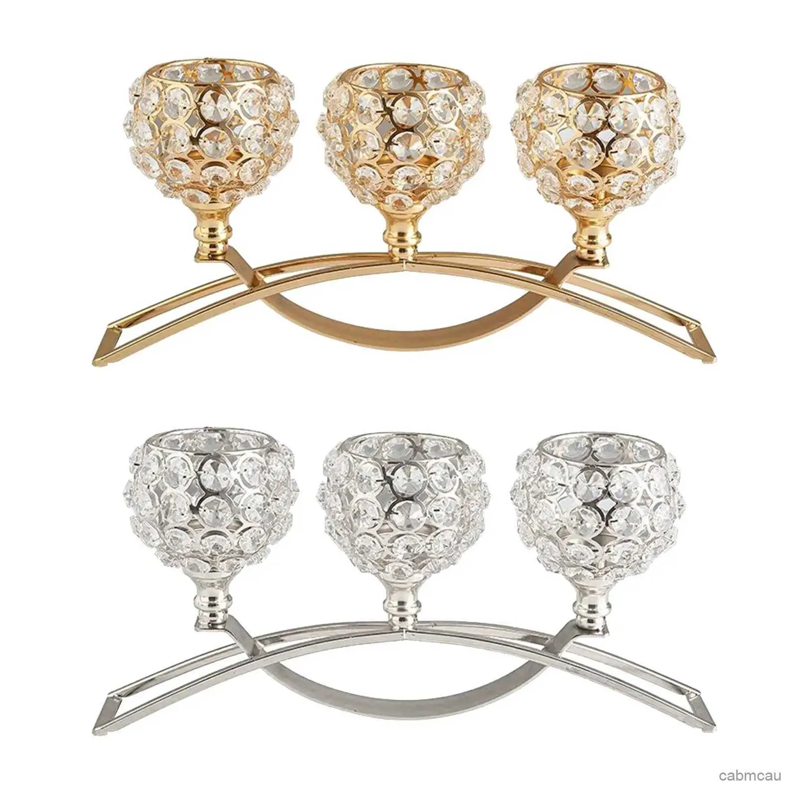 2st Candle Holders 3 Arms Candelabras Crystal Candle Holdare Ljusstakar Ornamentbord Centerpieces för bröllopsmatsal