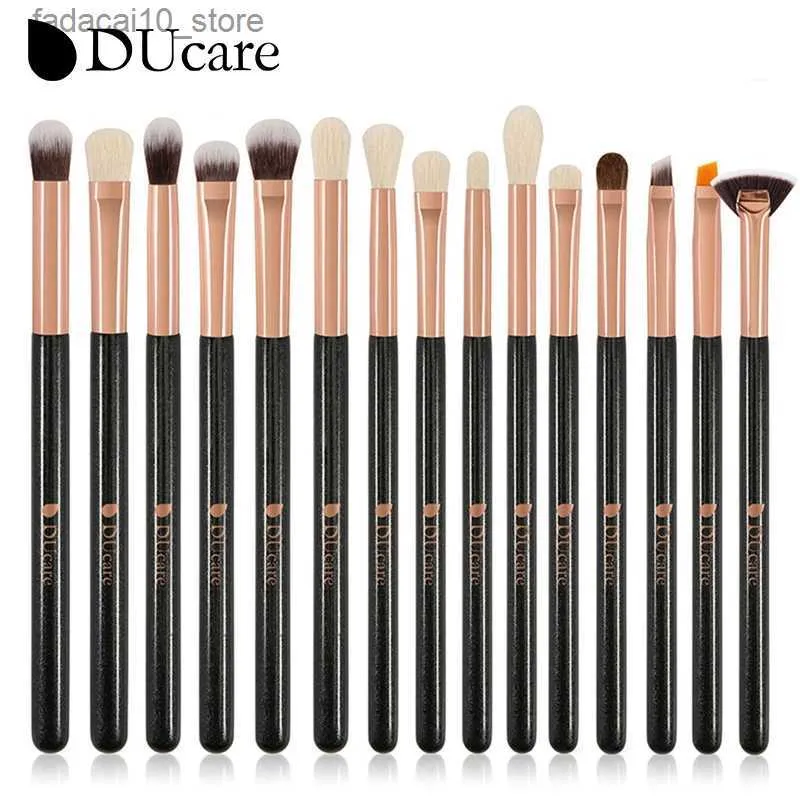 Make-up kwasten DUcare 15-delige oogmake-up kwastenset Natuurlijk geitenhaar Foundation Eyeliner Oogschaduw Wenkbrauwmengborstel maquillaje Q240126