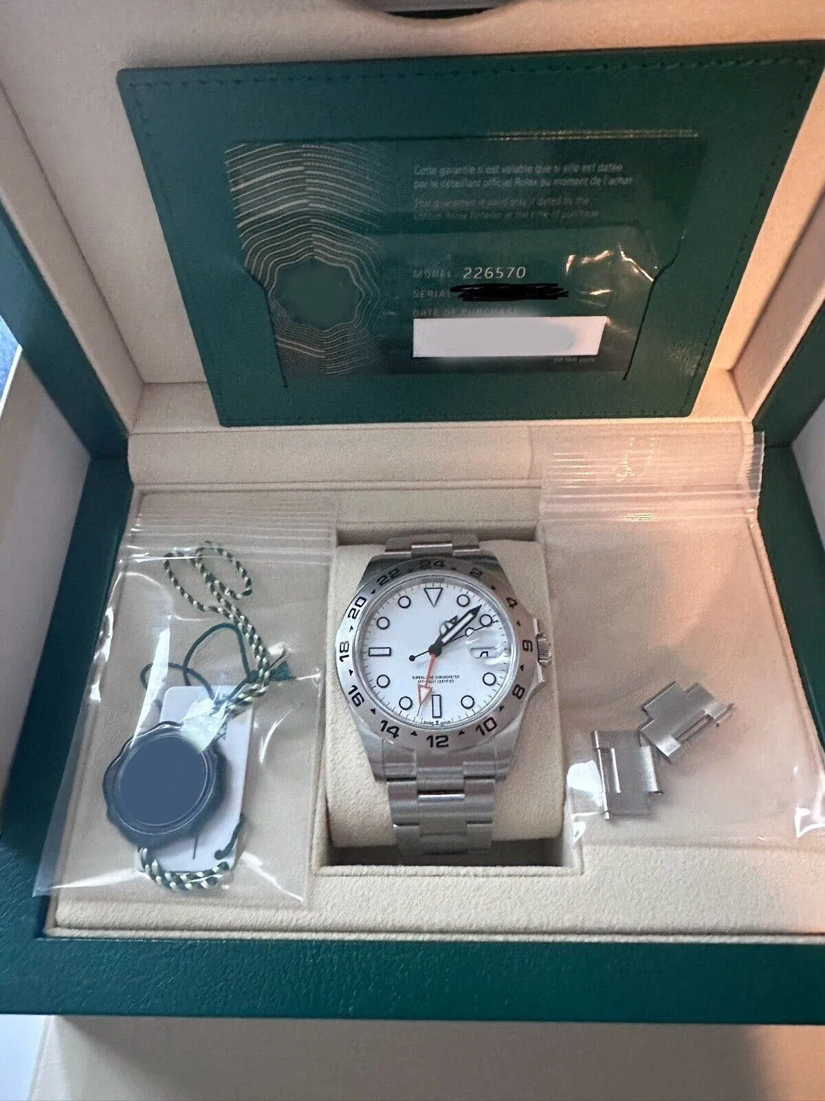 2024 relógio de pulso masculino de luxo mecânico automático novo novo cartão II 226570, papéis de caixa 42mm com caixa de papéis pulseira de aço inoxidável safira à prova d'água relógio masculino