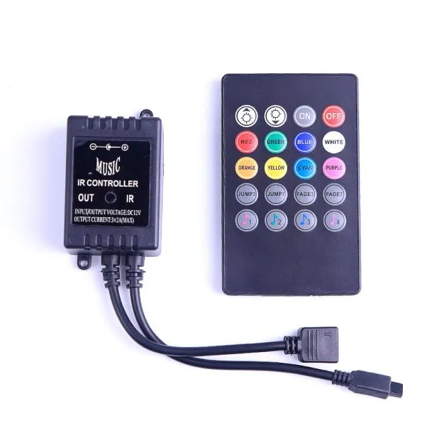 DC12V 6A 20Key MUSIC IR جهاز التحكم عن بُعد LED LED Controller Dimmer for SMD 3528 5050 2835 3014 RGB LED STRIP8778530