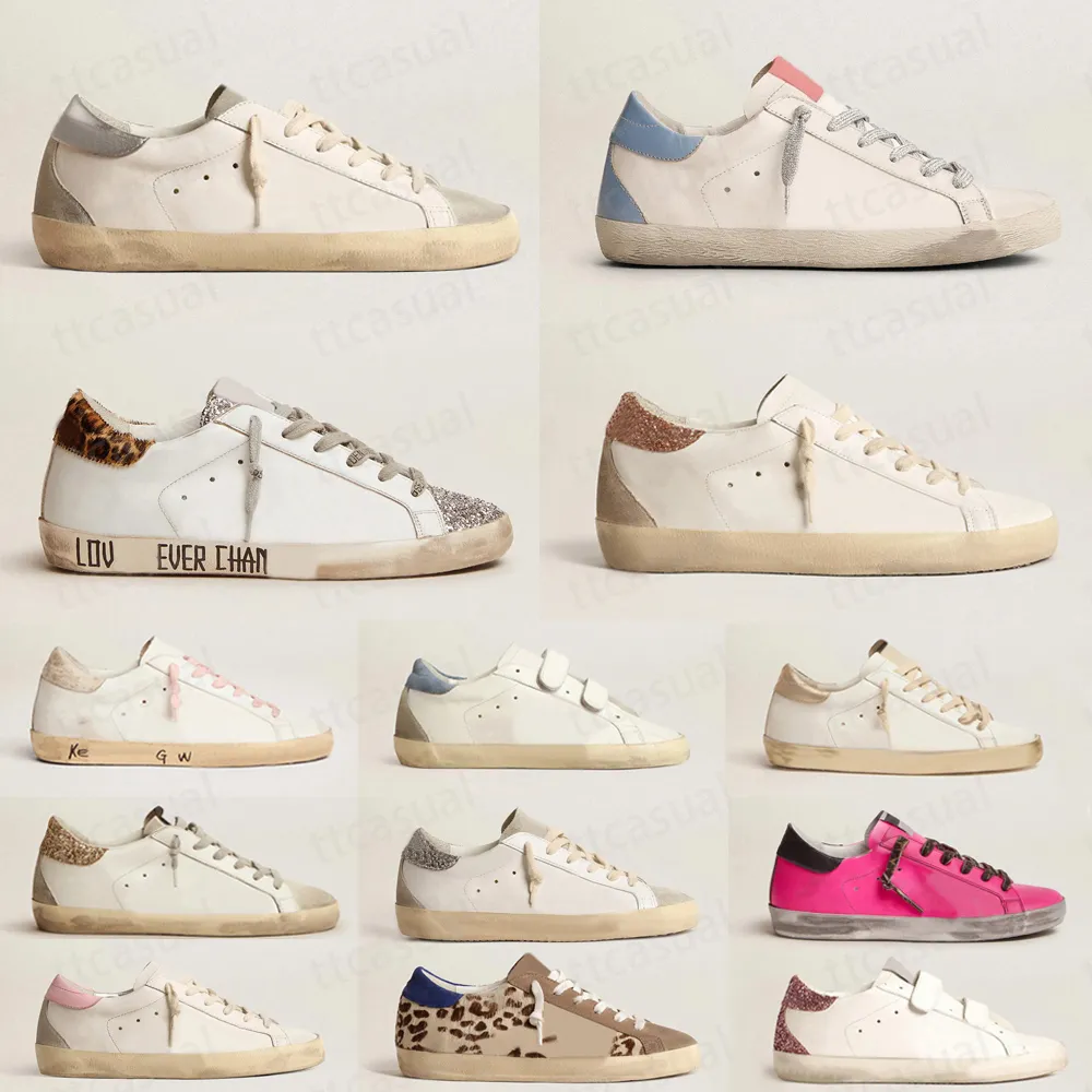 Nouvelle version Chaussures habillées Femmes Hommes Clients Gooseity Italie Marque Baskets Super Star Luxe Cuir Paillettes Blanc Do-Old Dirty Baskets Designer Lace Up Casual Chaussure