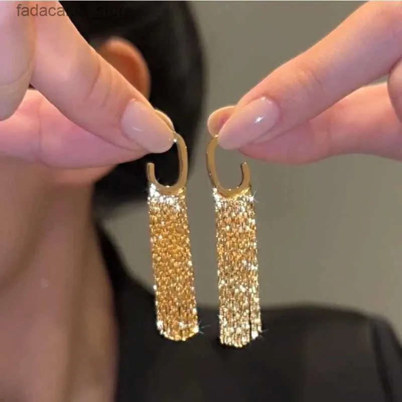 Stud 2023 New Fashion Trend Elegant Exquisite Long Tassel Earrings Female Unique Design Temperament Party Girls Unusual Accessories Q240125