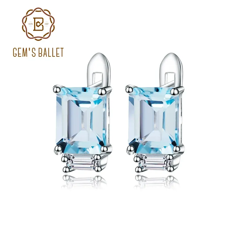 Charm Gem's Ballet Natural Sky Blue Topaz 585 14K 10K Gold Sier örhängen ädelstenar örhängen för kvinnor gåva bröllop