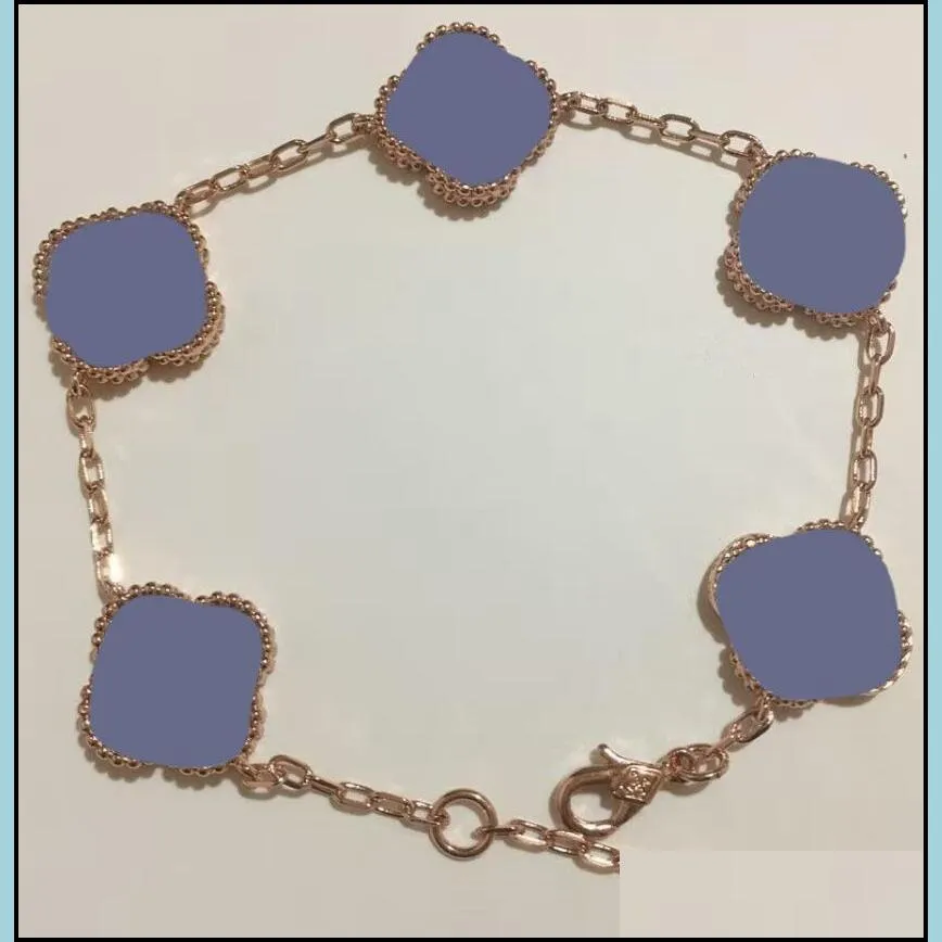 Charm Bracelets 6 Colors Fashion Classic 4/Four Leaf Clover Charm Bracelets Bangle Chain High Quality Agate Shell Wedding Cjeweler Fo Dhsd2